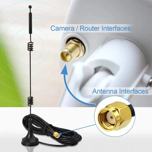 Miniatura 4 de Bingfu Antena WiFi de banda dual 2.4GHz 5GHz 5.8GHz 9dBi con base magnética RP-SMA macho para enrutador WiFi, tarjeta de red inalámbrica, adaptador