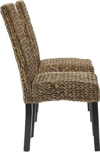 Miniatura 4 de Crosley Furniture Edgewater - Juego de 2 sillas de comedor de ratán de fibra natural tejidas a mano, color hierba marina