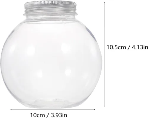 Miniatura 3 de MAGICLULU Tarro de plástico esférico para caramelos, 5 unidades, con forma de globo, botella redonda transparente para almacenamiento de aperitivos
