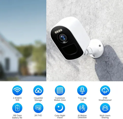 Miniatura 5 de Cámaras PHANSATIM para Seguridad del Hogar, Cámaras de Seguridad 2K Inalámbricas para Exteriores con Detección de Movimiento y Visión Nocturna a