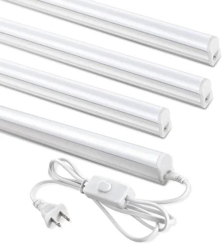 Miniatura 12 de Paquete de 6 lámparas LED T5 integradas de 4 pies, 6500 K, 20 W, 2300 lm (blanco superbrillante) LED enlazable, luz de tienda LED para techo