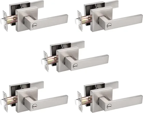 Miniatura 26 de Priobrico - Manija de puerta interior de bronce aceitado con cerradura, manijas de puerta de privacidad para dormitorio, perillas modernas de puerta