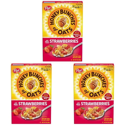 Miniatura 18 de Post Honey Bunches of Oats - Cereal de desayuno con fresas, avena con miel y cereales de fresa, caja de 16.5 onzas (paquete de 2)