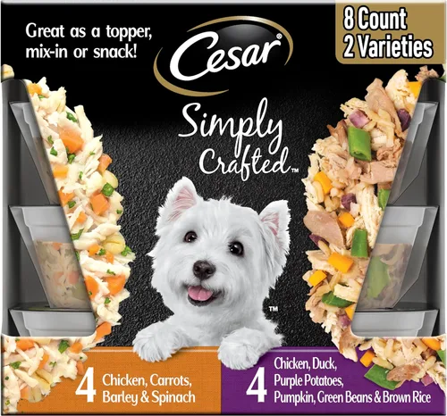 Miniatura 10 de Thierry Mugler Cesar Simplemente elaborado para adultos para adultos Comida para perros Comida Topper Variedad Pack, Pollo, Zanahorias, Y Frijoles