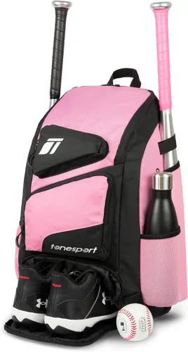 Tonesport, Bolsa de Béisbol - Mochila para Béisbol, Sóftbol, T-Ball - Bolsa de Bate para Adultos y Jóvenes Rosa