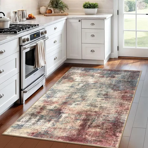 Miniatura 610 de IOHOUZE Alfombra abstracta lavable de 3 x 12 pies para pasillos, antideslizante para cocina, camino de entrada de lana sintética para interiores