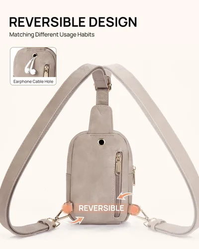 Miniatura 49 de Telena Riñonera pequeña para mujer, de cuero, cangureras, bolsa de pecho para mujer