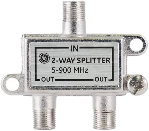 GE Divisor de cable coaxial de 2 vías, rango de 5-900 MHZ, compatible con coaxiales RG59 RG6, audio, video, funciona con TV HD, cable,