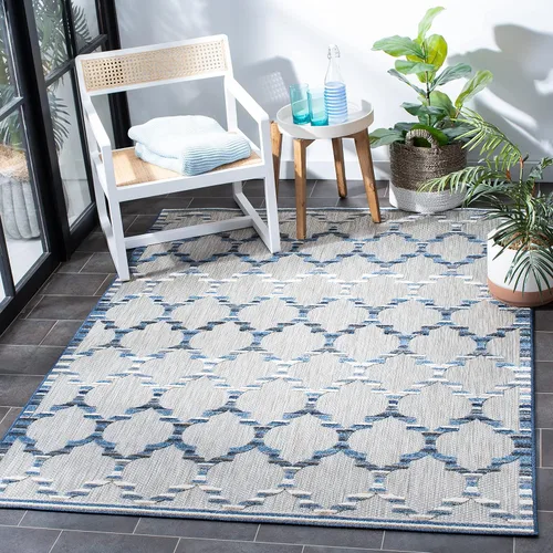 Miniatura 23 de SAFAVIEH Alfombra lavable para exteriores, colección Cabaña, 2'2" x 5', azul y gris, no desprende pelusa y fácil de limpiar, entrada puerta