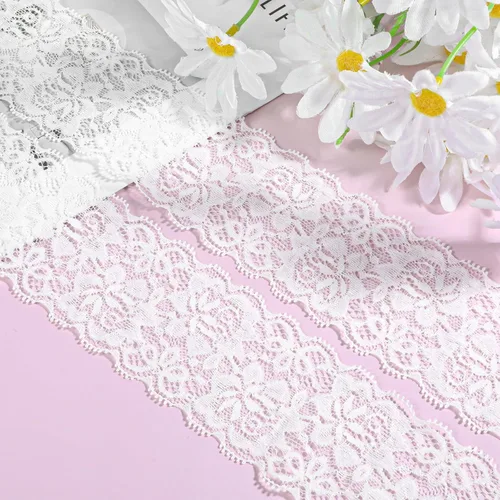 Miniatura 5 de Cinta de encaje blanco de 5 yardas, encaje blanco de 2.36 pulgadas de ancho de algodón vintage, adornos de ganchillo, adornos de costura