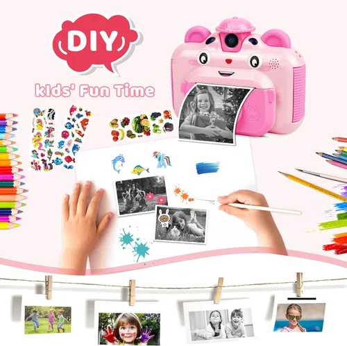 Miniatura 4 de Cámara digital de impresión instantánea para niños, cámara para niños pequeños, video selfie de 20 MP, juguete para niños, regalo de Navidad