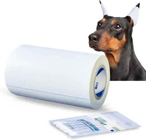 Miniatura 8 de Cinta adhesiva para los oídos para perros, 1 paquete con hisopos de algodón limpiador de oídos para perros, cinta de algodón autoadhesiva