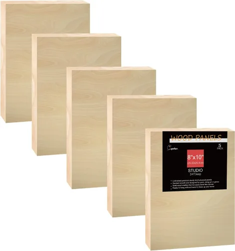 Cupohus Tableros de madera sin terminar para pintar, 5 paquetes de 3/4 pulgadas de profundidad Cupohus de 8 x 10 pulgadas, paneles de madera con