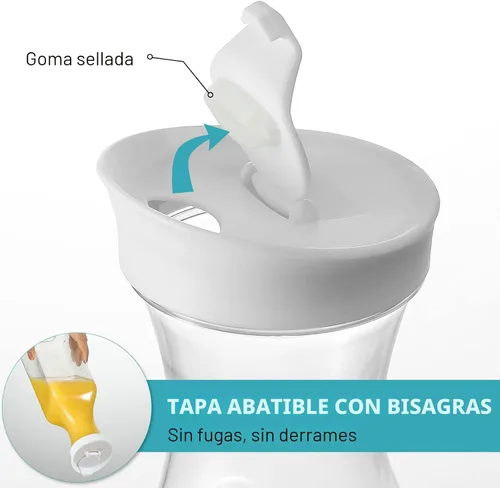 Miniatura 3 de NETANY Jarra de agua de plástico de 50 onzas con tapa abatible, juego de 2 recipientes de jugo de base cuadrada, jarra de plástico transparente