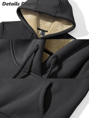 Miniatura 110 de MAGCOMSEN Sudaderas con capucha para mujer, con forro de sherpa, de vellón, para invierno, cálido, pesado, de algodón, con bolsillo