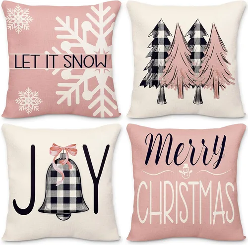 Miniatura 9 de Geefuun - Juego de 4 fundas de almohada navideñas grises para decoración del hogar, 18 x 18, para dormitorio, decoración