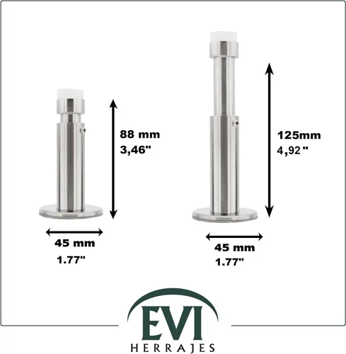 Miniatura 2 de Tope de puerta montado en la pared Caucho blanco de silicona natural Instalación de adhesivo o tornillo Acero inoxidable Longitud regulable