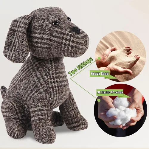 Miniatura 3 de Lindo tope decorativo para puerta para piso de casa y oficina, topes de puerta de tela con animales, protectores de pared pesados, perrito a cuadros
