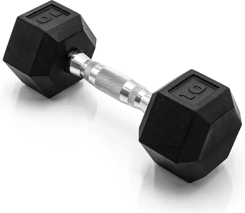 Miniatura 67 de CAP Barbell Peso de la mancuerna hexagonal recubierta, individual, 10-120 libras, múltiples opciones