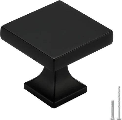 Homdiy Paquete de 5 tiradores para gabinete color negro mate, manijas de zinc de aleación para cajones y aparadores, accesorios de cocina