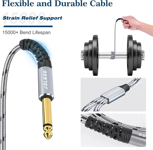 Miniatura 5 de JOLGOO XLR macho a doble 1/4" TS mono Y Splitter Cable de micrófono XLR macho a cable adaptador TS Y dual de 0.250 in, 3.3 pies