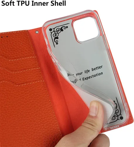 Miniatura 8 de iCoverCase Compatible con iPhone 11 Pro Max, funda magnética de piel auténtica con bloqueo RFID, correa para la muñeca y ranuras para tarjetas