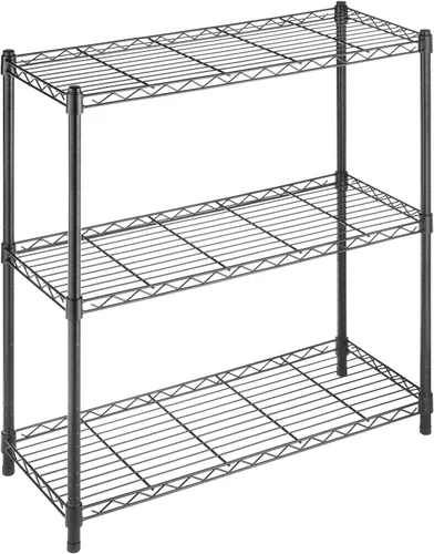 Whitmor Estantería de almacenamiento de metal de 3 niveles, capacidad de 400 libras por estante, 1200 libras en total, 36 pulgadas de largo x 14