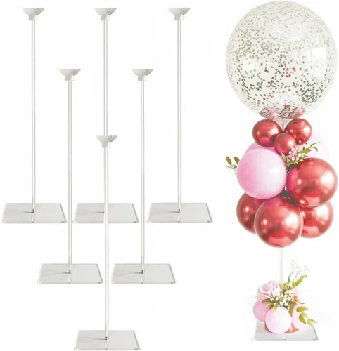 Miniatura 10 de lightsfever Kit de soporte acrílico reutilizable para globos, exhibición de mesa resistente con palos y base, soportes de globos para centros