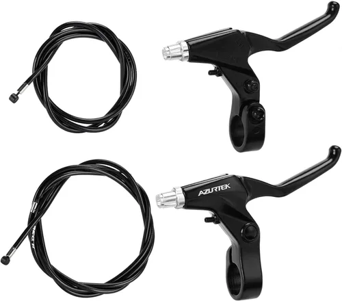 RV01L-F/RUJOI - Juego de palancas de freno de bicicleta, 1 par de mango de freno de bicicleta de aleación de aluminio con 2 juegos de cable de freno