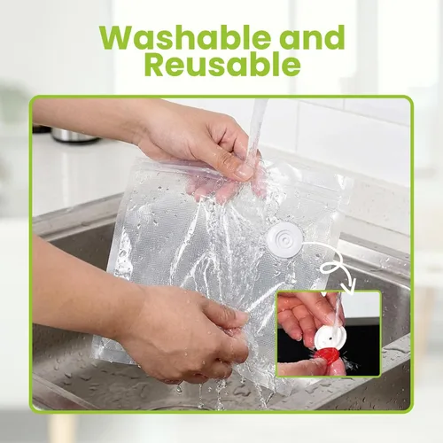 Miniatura 6 de Sellador al vacío portátil de mano para alimentos con 32 bolsas reutilizables, sellador al vacío de alimentos compacto y potente con tanque