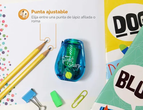 Miniatura 2 de Bostitch Office Twist-n-Sharp Sacapuntas de Lápices, para Niños y Lápices de Colores, Colores Surtidos (PS1-BLUE-2PK)