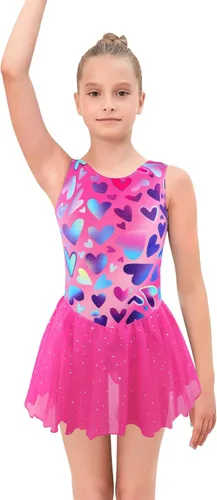 Miniatura 2 de EQSJIU Ropa de gimnasia para niñas, leotardo de ballet con falda para niñas de 1 a 10 años