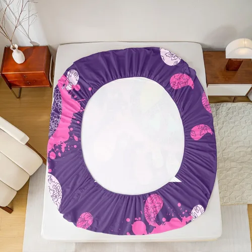Miniatura 7 de Erosebridal - Juego de sábanas hippie para niños, tamaño doble, diseño de signo de la paz púrpura, sábana bajera bohemia, exótica para niños