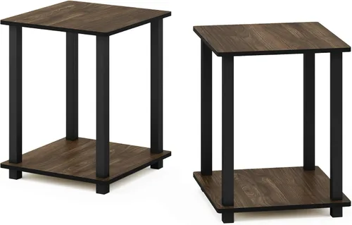 Miniatura 6 de Furinno SIMPLISTIC - Juego de 2 mesas auxiliares de 2 niveles, mesita de noche, mesita de luz, mesa de cabecera, fácil montaje, para sala de estar