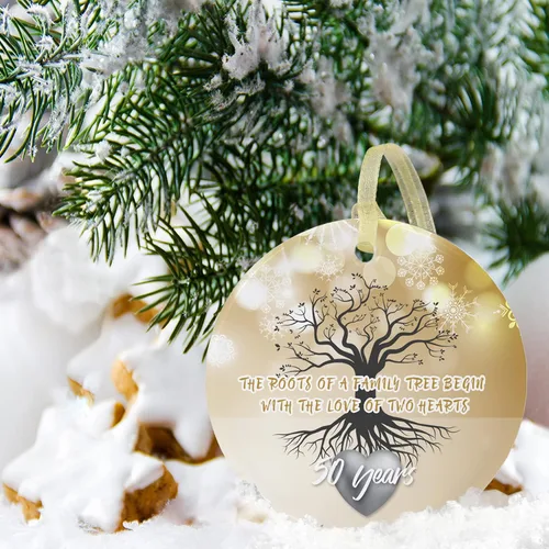 Miniatura 4 de Adorno de boda de 50 aniversario 2025 colgante de Navidad para pareja, 50 años como señor y señora, regalo de boda de Navidad para padres, adorno