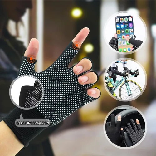 Miniatura 3 de Guantes de trabajo ligeros para hombres y mujeres con medio dedo, transpirables, sin dedos, para construcción, nailon, fitness, ciclismo, motocicleta