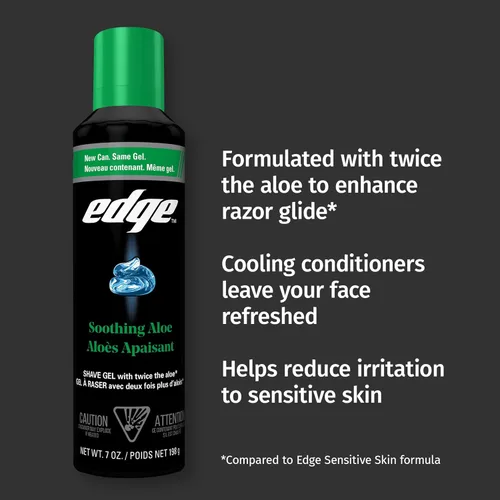 Miniatura 4 de Edge Gel de afeitado para hombres, aloe calmante con dos veces el aloe, (paquete de 6) - Gel de afeitado para hombres que hidrata, protege y calma