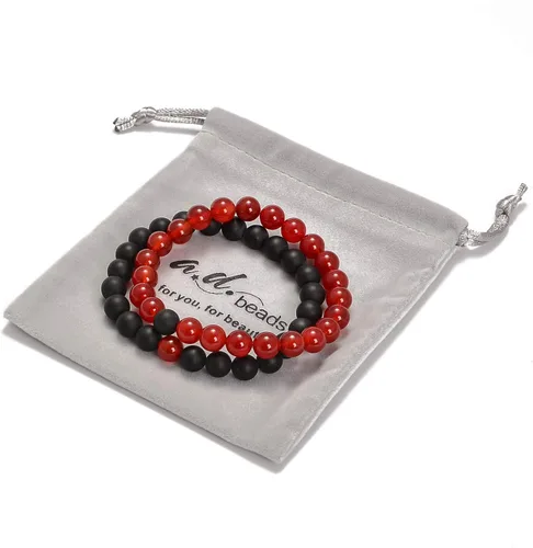 Miniatura 4 de AD Beads 2 pulseras elásticas de cuentas de distancia para él y para ella, pulsera de yoga de piedra natural