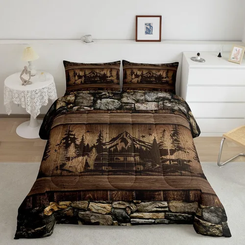 Miniatura 8 de Juego de edredón de camper tamaño matrimonial, edredón acolchado para adolescentes y niños, juego de ropa de cama rústica de granja para niños