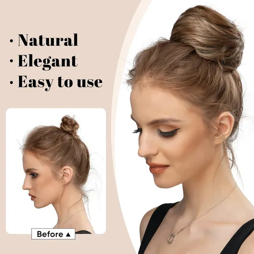 Miniatura 5 de Moño de bailarina, pieza sintética para recoger el cabello, moño de extensión de cabello Q3 de Sarla Negro azabache