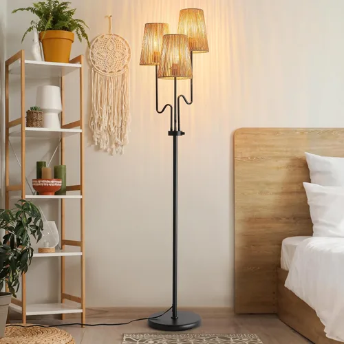 Miniatura 4 de Lámpara de pie regulable, 68 pulgadas, lámparas de pie bohemias con pantalla natural, lámpara de árbol de 3 luces para decoración de estilo costero