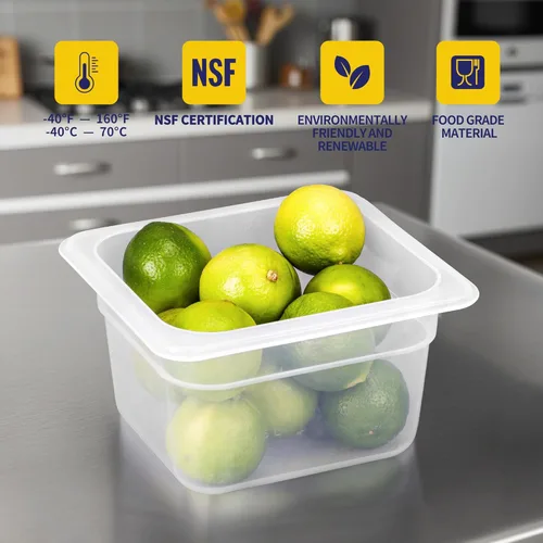Miniatura 3 de BIEAMA Paquete de 6 bandejas de plástico de 1/6 de 4 pulgadas de profundidad con tapas, translúcidas, comerciales, sin BPA, almacenamiento apilable
