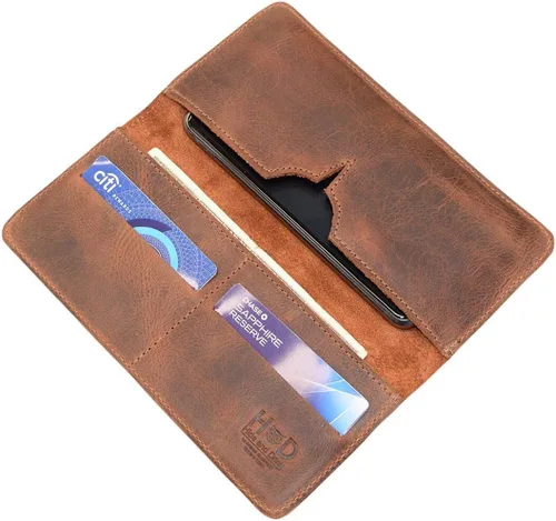 Miniatura 2 de Hide & Drink, Cartera para teléfono celular hecha a mano de cuero de grano completo, Bourbon Marrón, Cartera de viaje