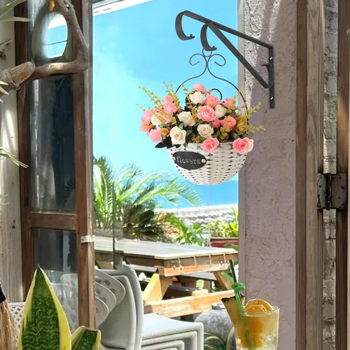 Miniatura 6 de Perchas para plantas al aire libre, paquete de 2 colgadores de pared para plantas de 15.4 pulgadas, ganchos resistentes para plantas de pared