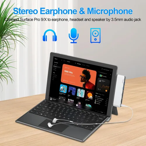 Miniatura 6 de Estación de acoplamiento para superficie con HDMI 4K, USB-C Thunderbolt 4 (pantalla+datos+100 W PD), 2 USB 3.0, audio de 0.138 in, lector