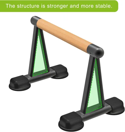 Miniatura 3 de Dolibest Push Up Bar, 12'' High Parallettes Bars with Wooden Handles, Stable and Comfortable Calisthenics Equipment, Suitable for Handstand, L-Sit