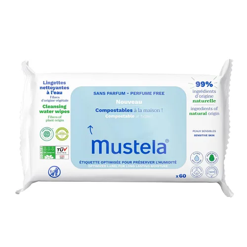 Miniatura 15 de Mustela Baby Home Toallitas limpiadoras compostables – Para la cara, el cuerpo y el área del pañal – 99% de ingredientes de origen natural y fibras