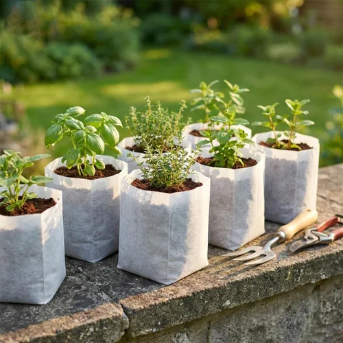 Miniatura 9 de gardtree Bolsas para vivero de plantas de 7.8" x 8.6" 100 unidades, bolsas de cultivo de plantas biodegradables de tela no tejida, macetas Blanco