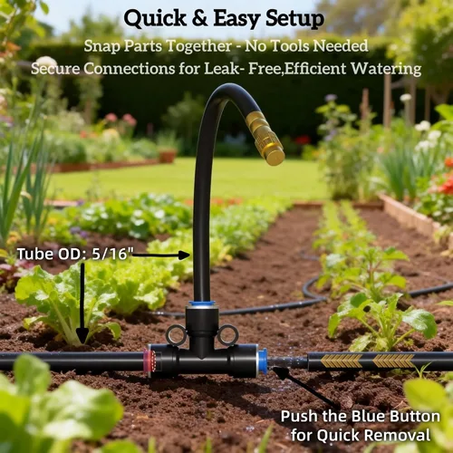 Miniatura 4 de Sistema de riego por goteo para jardín, kit de riego por goteo de 40 pies con 13 boquillas de cobre ajustables de 360°, sistema de riego automático