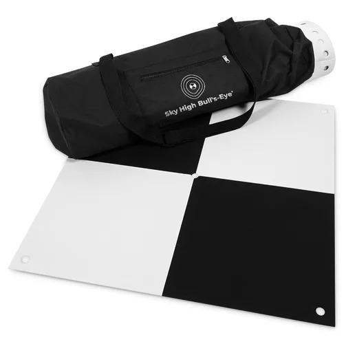 Miniatura 22 de Sky High Bull's-Eye Punto de control de tierra degradable para drones (24 x 24 pulgadas) GCP con 30 grapas (tablero de ajedrez negro/blanco)
